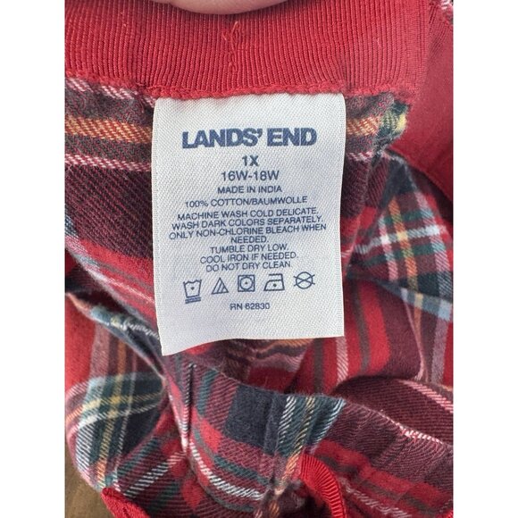 Lands End Women 1X Red Plaid Flannel Pajama Pants Classic Cozy Christmas Holiday - Picture 6 of 9